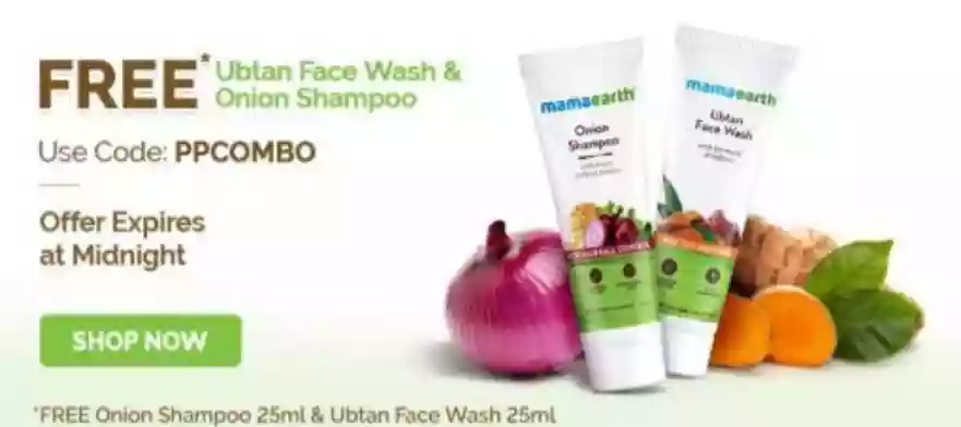 FREE Ubtan Face Wash & Onion Shampoo on Mamaearth Order